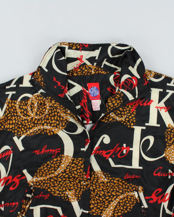 Vintage 90's Active Studio All Over Print Bomber Jacket - L