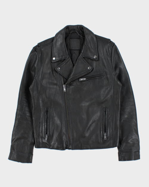 Vintage Biker Style Leather Jacket - S