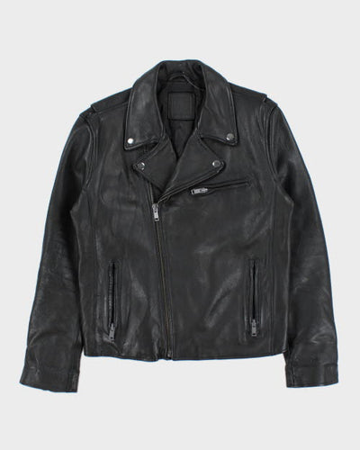 Vintage Biker Style Leather Jacket - S