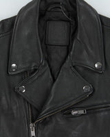 Vintage Biker Style Leather Jacket - S