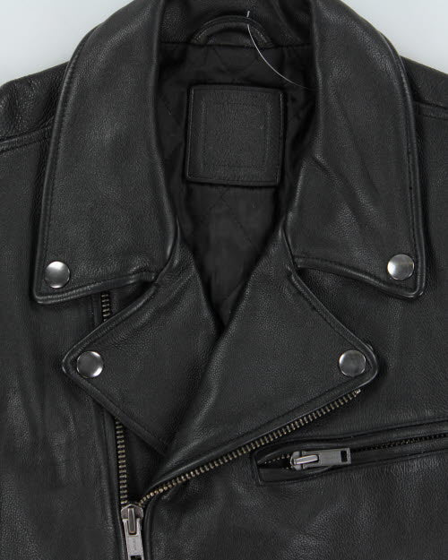 Vintage Biker Style Leather Jacket - S