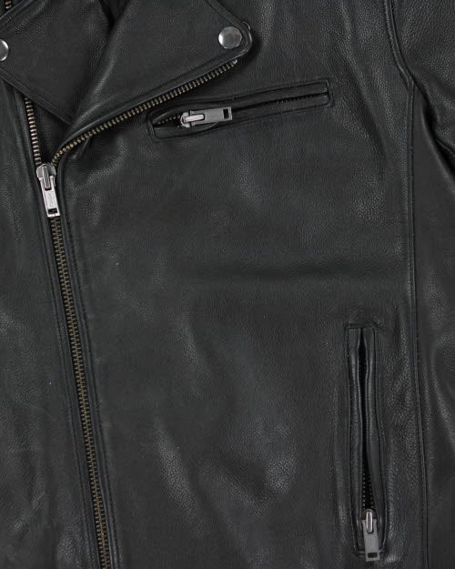 Vintage Biker Style Leather Jacket - S