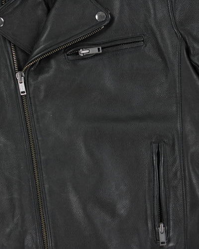 Vintage Biker Style Leather Jacket - S
