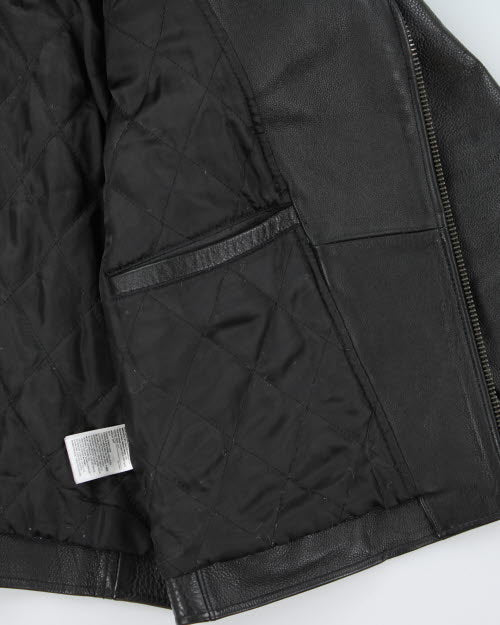 Vintage Biker Style Leather Jacket - S