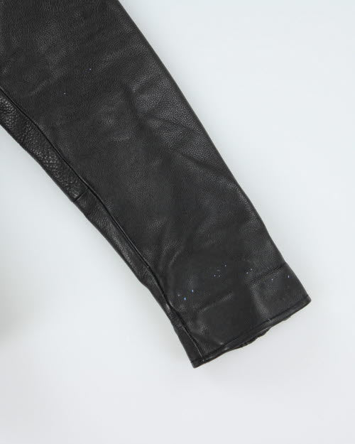 Vintage Biker Style Leather Jacket - S