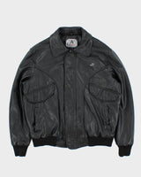 Vintage Lined Biker Leather Jacket - L