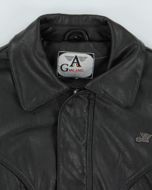 Vintage Lined Biker Leather Jacket - L