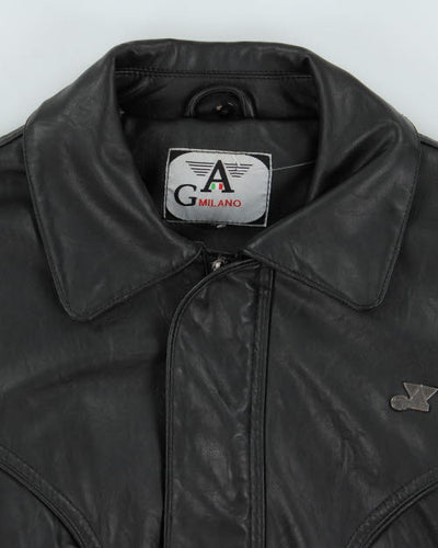Vintage Lined Biker Leather Jacket - L