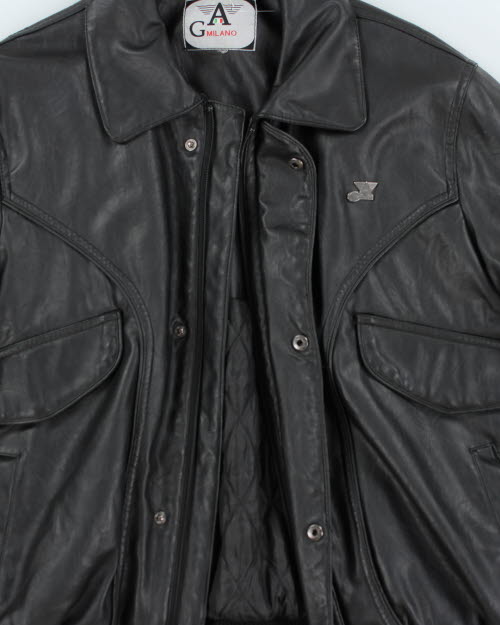 Vintage Lined Biker Leather Jacket - L