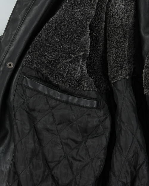 Vintage Lined Biker Leather Jacket - L