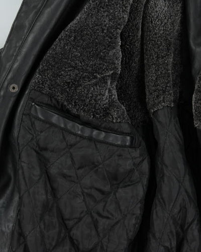 Vintage Lined Biker Leather Jacket - L