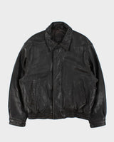 Vintage Dark Brown Oversized Leather Jacket - XL