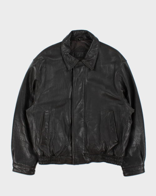 Vintage Dark Brown Oversized Leather Jacket - XL