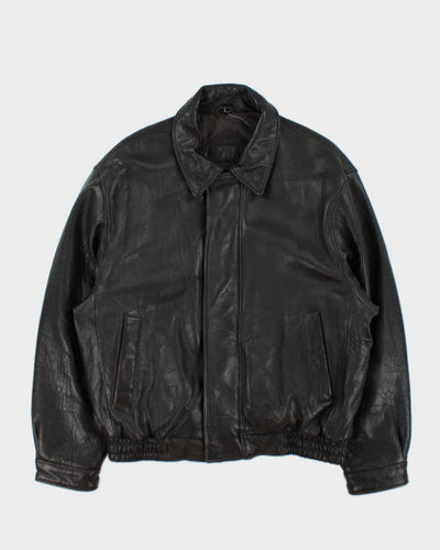 Vintage Dark Brown Oversized Leather Jacket - XL