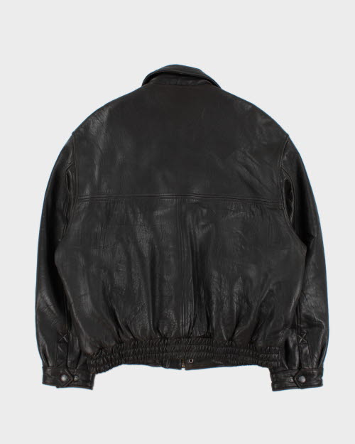 Vintage Dark Brown Oversized Leather Jacket - XL