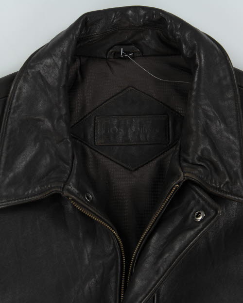 Vintage Dark Brown Oversized Leather Jacket - XL