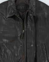 Vintage Dark Brown Oversized Leather Jacket - XL