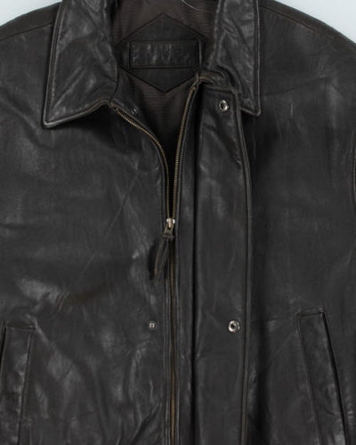 Vintage Dark Brown Oversized Leather Jacket - XL