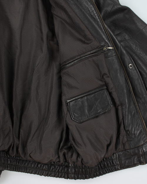 Vintage Dark Brown Oversized Leather Jacket - XL
