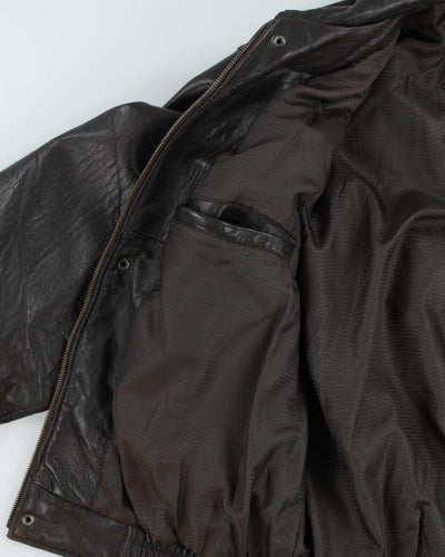 Vintage Dark Brown Oversized Leather Jacket - XL