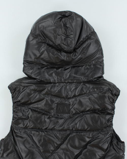 Vintage Armani Exchange Hooded Puffer Vest - L
