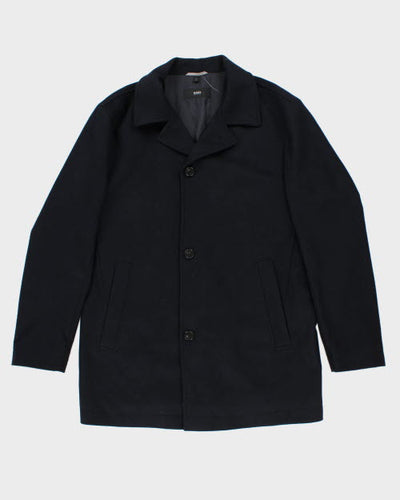 Vintage Hugo Boss Navy Overcoat - L