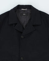 Vintage Hugo Boss Navy Overcoat - L