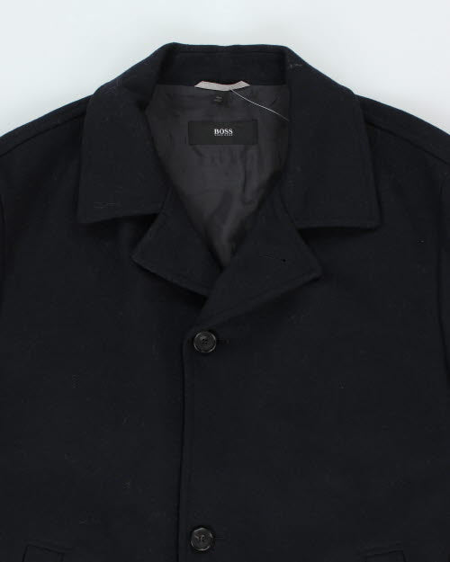 Vintage Hugo Boss Navy Overcoat - L