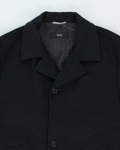 Vintage Hugo Boss Navy Overcoat - L