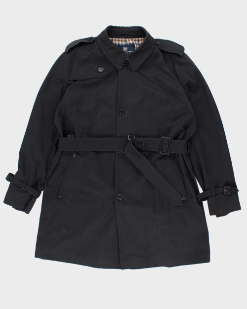 Vintage 90's Navy Aquascutum Heavyweight Long Overcoat - L