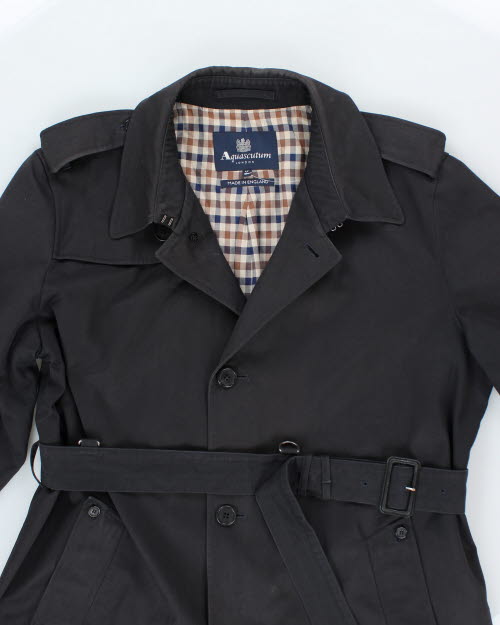 Vintage 90's Navy Aquascutum Heavyweight Long Overcoat - L