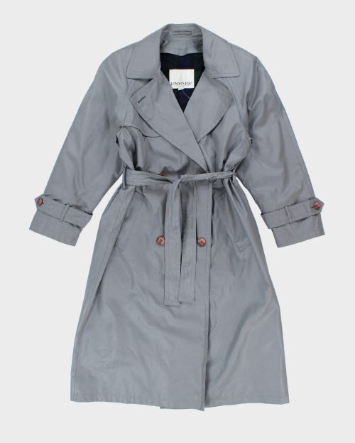 Vintage 90's Grey London Lined Long Overcoat - M