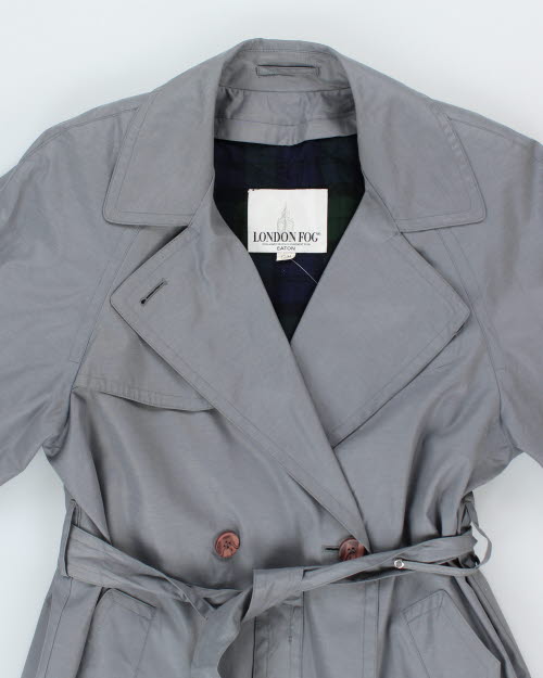 Vintage 90's Grey London Lined Long Overcoat - M