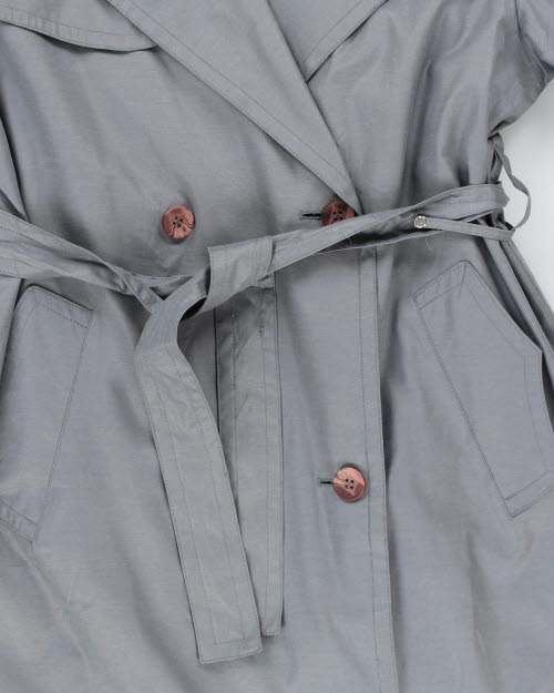 Vintage 90's Grey London Lined Long Overcoat - M