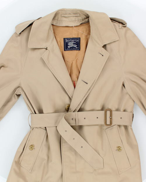 Vintage 90's Burberry Lined Long Overcoat - L