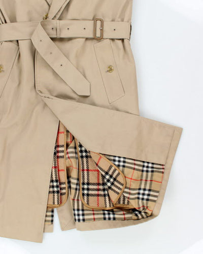 Vintage 90's Burberry Lined Long Overcoat - L