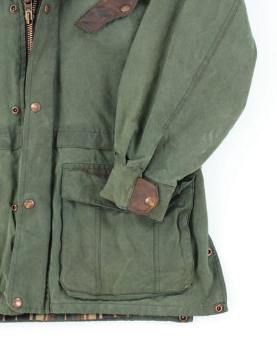 Vintage 90's Waxed Collared Hunting Jacket - M