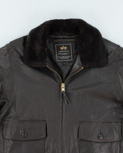 Vintage Alpha Industries Lather Bomber Jacket - L