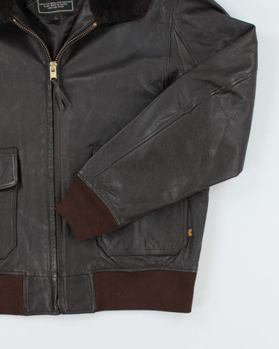 Vintage Alpha Industries Lather Bomber Jacket - L