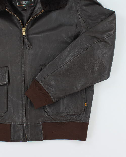 Vintage Alpha Industries Lather Bomber Jacket - L