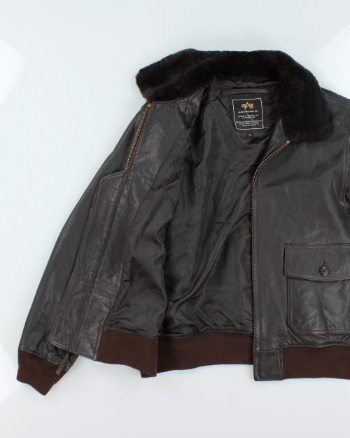 Vintage Alpha Industries Lather Bomber Jacket - L