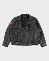 Vintage 90's Oversized Heavyweight Leather Biker Jacket - XL