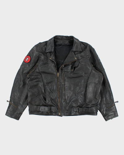Vintage 90's Oversized Heavyweight Leather Biker Jacket - XL