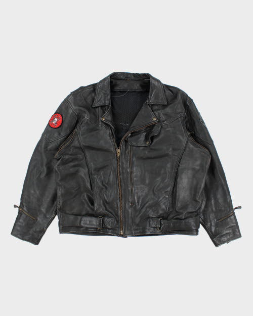 Vintage 90's Oversized Heavyweight Leather Biker Jacket - XL