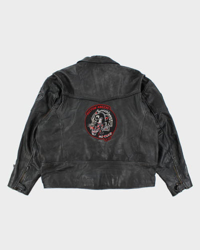Vintage 90's Oversized Heavyweight Leather Biker Jacket - XL