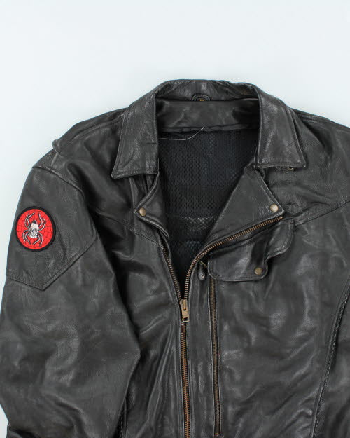 Vintage 90's Oversized Heavyweight Leather Biker Jacket - XL