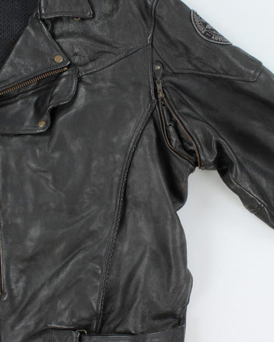 Vintage 90's Oversized Heavyweight Leather Biker Jacket - XL