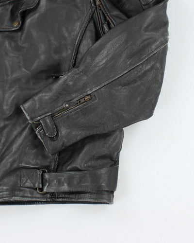 Vintage 90's Oversized Heavyweight Leather Biker Jacket - XL