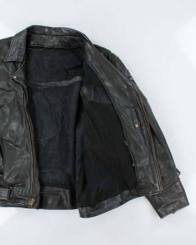 Vintage 90's Oversized Heavyweight Leather Biker Jacket - XL