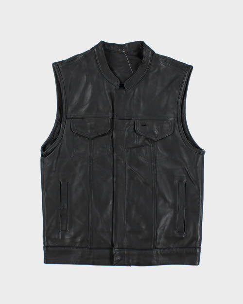 Vintage 90's Leather Biker Sleeveless Vest - M